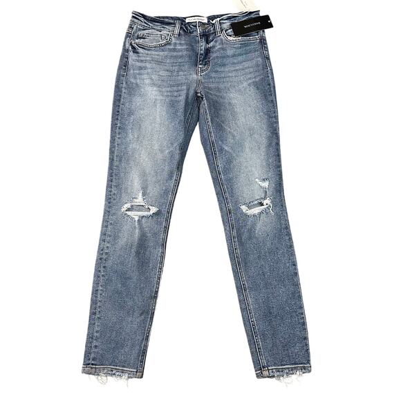 FLYING MONKEY Women's Distressed Tempo Mid Rise Ankle Skinny Jeans Size 28 - Picture 1 of 13
